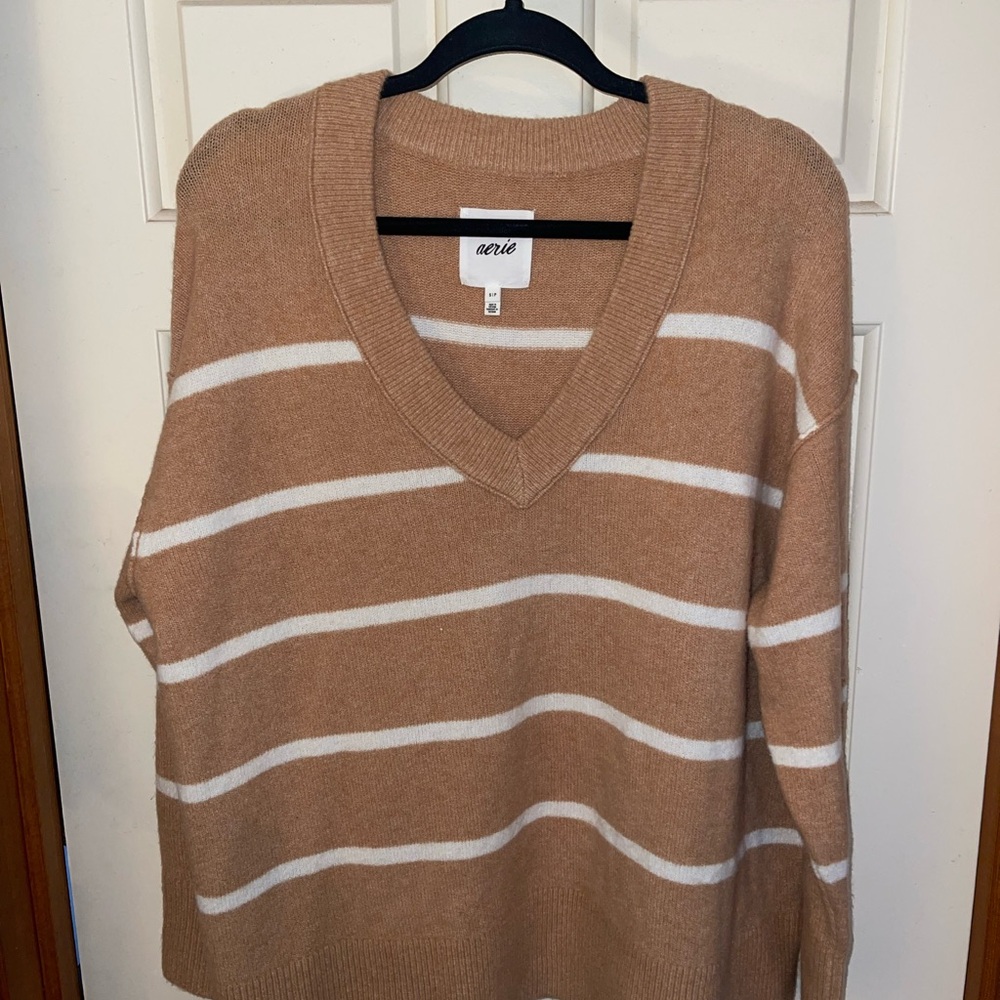 Aerie Women's Tan Striped Sweater